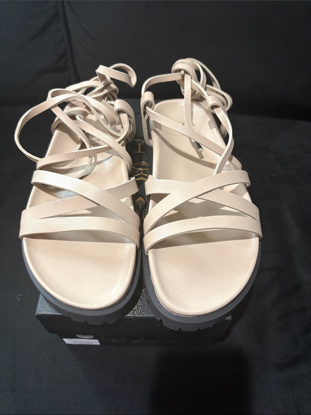 Women's Lace-Up Strappy Sandals in Light Beige